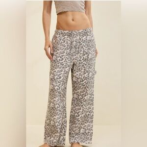 American Eagle Aerie Cake Batter Leopard Print Wide-Leg Pants